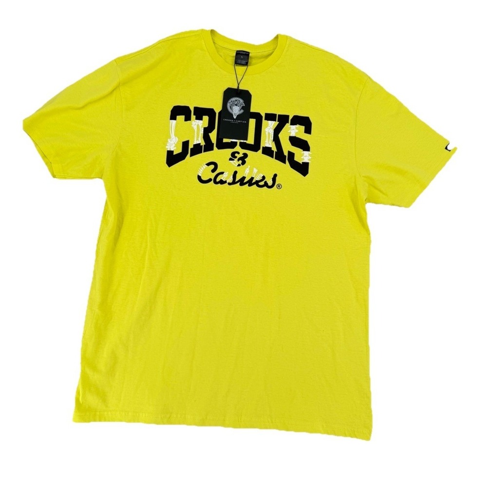Crooks & Castles NWT XL Neon Yellow Graphic Logo‎ T Shirt Streetwear Mens
